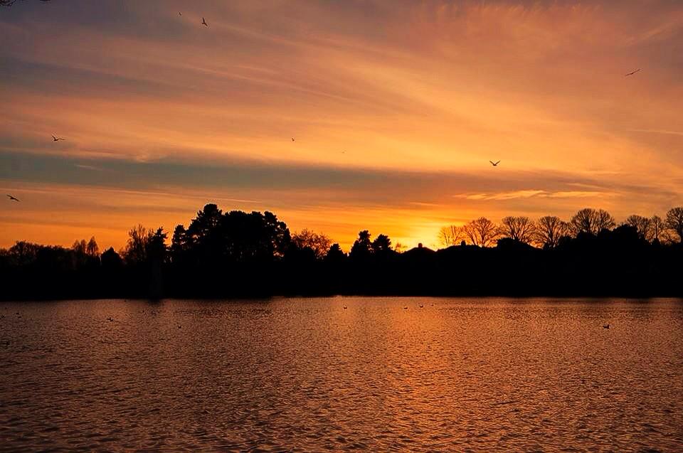Beautiful #sunset over Roath Park Lake #Cardiff this evening :)