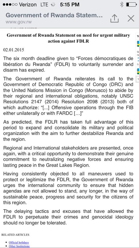 DOUBLE ULTIMATUM EN RDC POUR LA FIN DE L’ANNEE: CELUI DE L’ ONU CONTRE LE FDLR ET CELUI DE MUSEVENI A LA RDC SUR LE M23. UN COCKTAIL EXPLOSIF ANNONCIATEUR D’UNE GUERRE DE TOUS CONTRE TOUS ENCORE UNE FOIS SUR LE SOL CONGOLAIS B6YM1d5CAAAw5qG