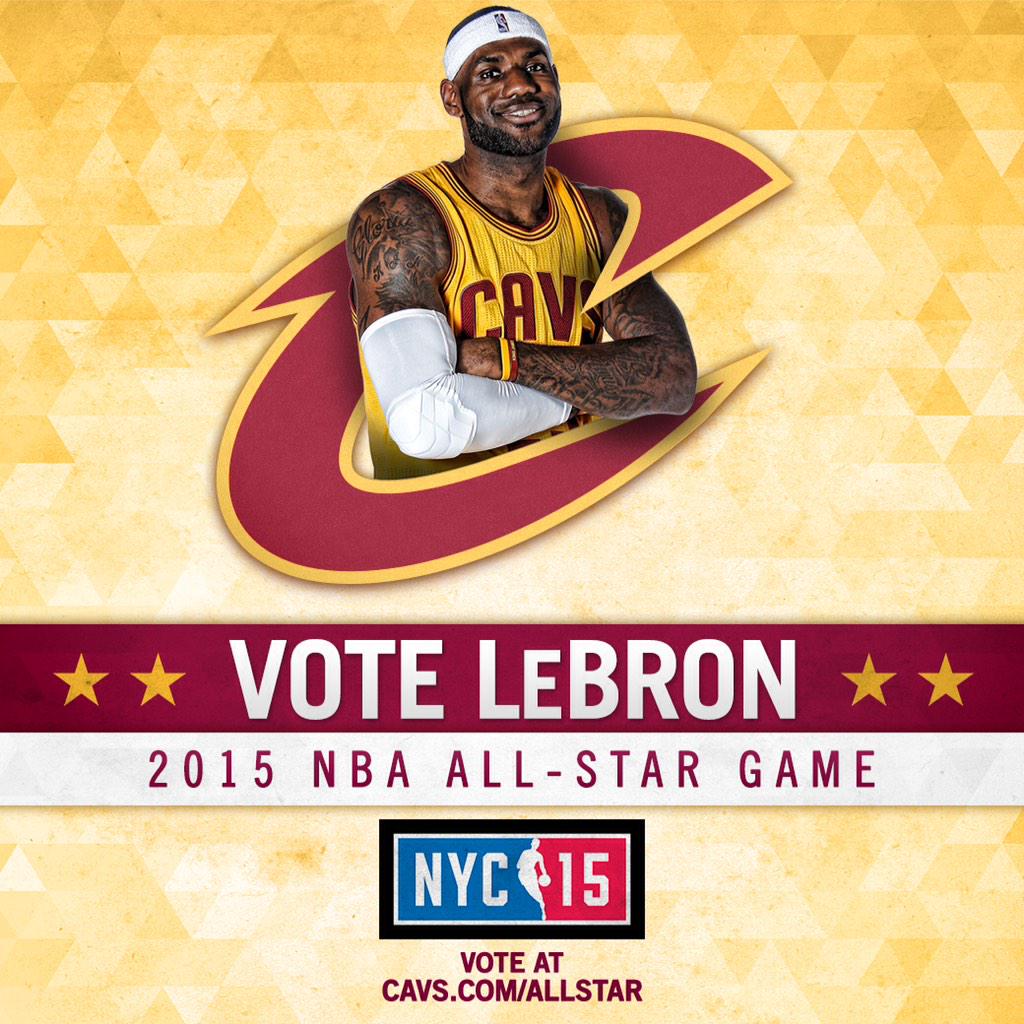 cavs's tweet photo. Can't wait to see @KingJames take off at @NBAAllStar? Secure his spot in The Big Apple! 
RETWEET this NOW: #NBABallot http://t.co/783O6c04gu