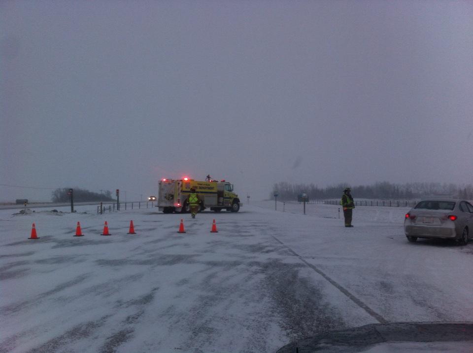 Traffic being diverted off the QEII SB near Bowden (to 2A) <a href="/CTVCalgary/">CTV News Calgary</a> #yyc #yeg