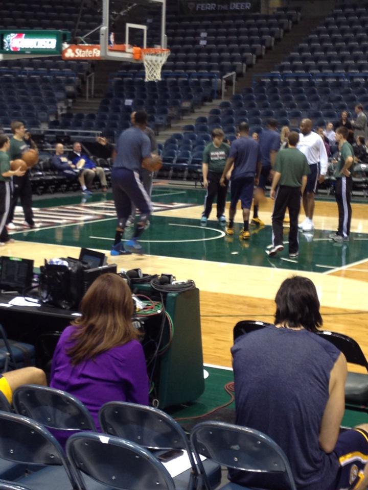 CLSHoops's tweet photo. .@clshoops watching warm ups before game tonight.  Big Roy Hibbert getting ready http://t.co/7doJc5VmRr
