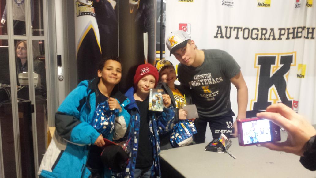 .<a href="/JarkkoParikka/">Jarkko Parikka</a> happy to sign for fans after tonight's battle with Barrie
