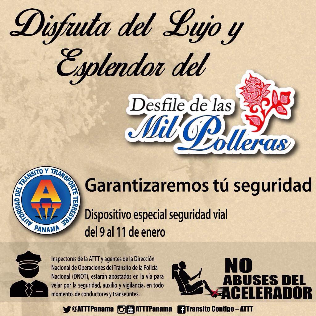 Autoridad del Tránsito (@atttpanama) on Twitter photo Garantizaremos su seguridad en el desfile de las #MilPolleras #TransitoContigo <a href="/ATTTPanama/">Autoridad del Tránsito</a> <a href="/protegeryservir/">Proteger y Servir</a> Garantizaremos su seguridad en el desfile de las #MilPolleras #TransitoContigo <a href="/ATTTPanama/">Autoridad del Tránsito</a> <a href="/protegeryservir/">Proteger y Servir</a>