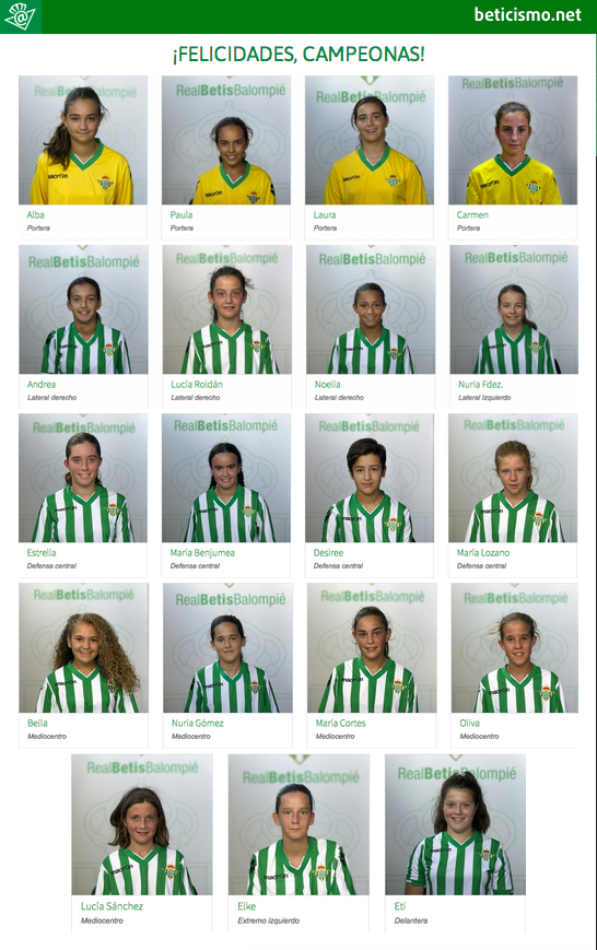 Beticismo's tweet photo. Felicidades a las campeonas del @RBBFeminas Infantil que se proclaman Campeonas de Liga http://t.co/YlW1M4iVnk