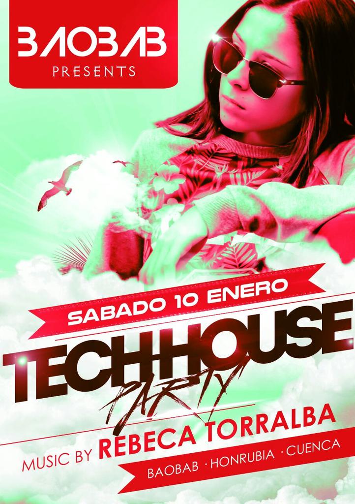 Hoy en Baobab te esperamos con el mejor sonido techhouse del momento a cargo de @Rebeca_Torralba ¡Te esperamos! 👌🎉🎉