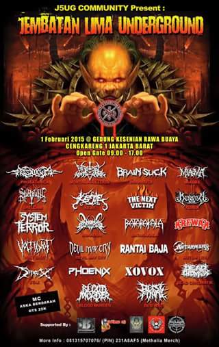 "JEMBATAN LIMA UNDERGROUND" Minggu, 1 Februari 2015 di Gedung Kesenian Rawa Buaya Jak-Bar. tiket Rp 25.000,-