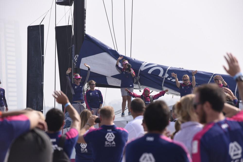 TheMagentaProj's tweet photo. And they are off! Wish you the best of luck on leg 3 towards Sanya!!! @volvooceanrace #leg3 #weareteamsca http://t.co/Nnz9JMt6Ui