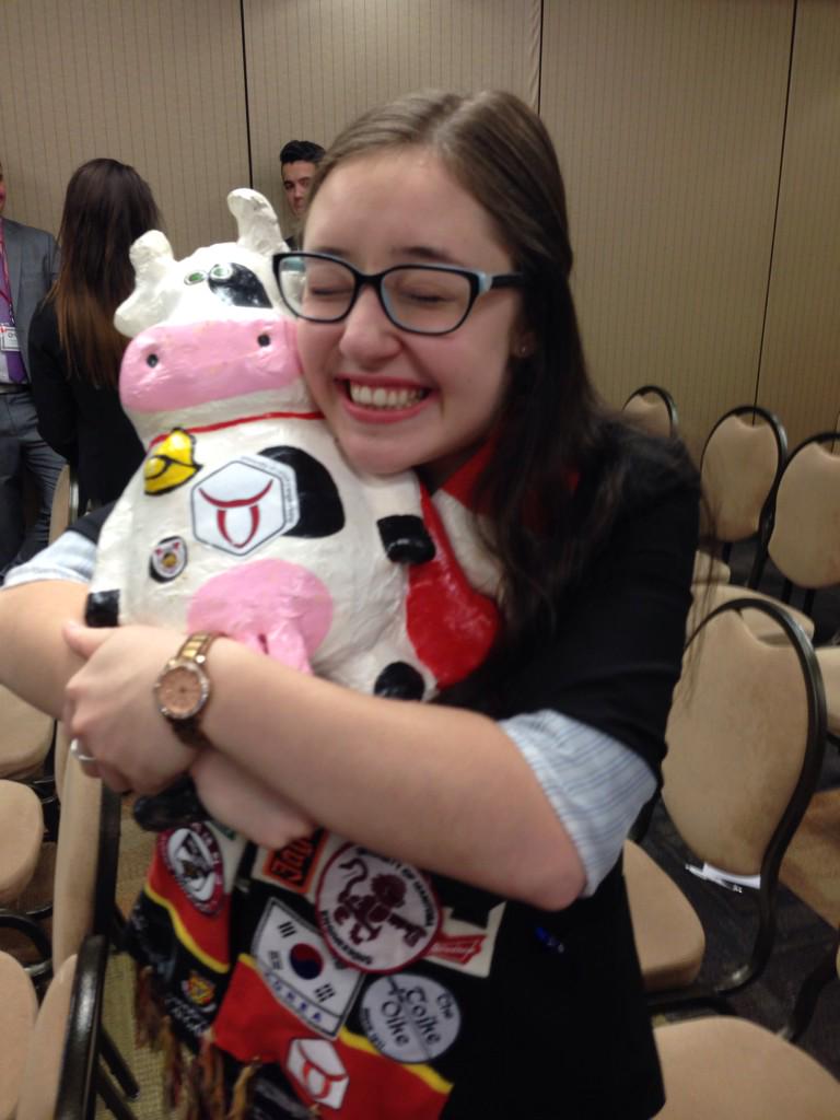 SuperCow4PRES's tweet photo. "@ESS_UofC: After almost one year and a trip from coast to coast, WE HAVE SUPERCOW BACK!!! http://t.co/7yyG4lukxm" I'm back. #SCforSU #moo