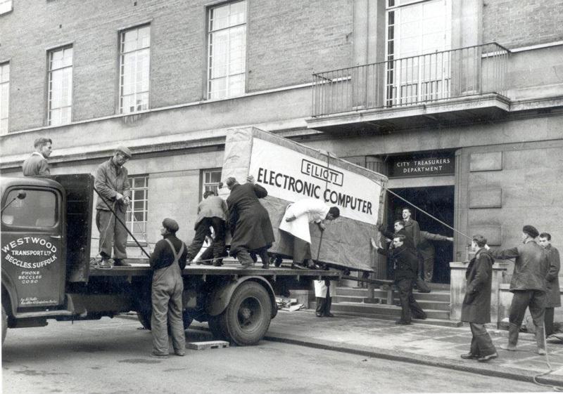 Delivering a Computer in 1957 - how times have changed!!! Photograph via Norfolk Record Office