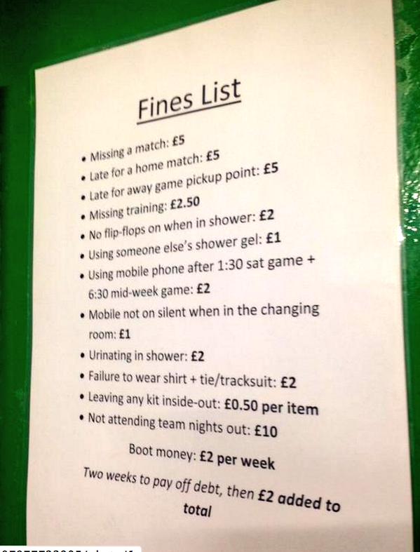 SundayChants's tweet photo. Blyth Spartans fine their players more for missing a team night out (£10) than missing a match (£5). http://t.co/bmlRhHkeB5