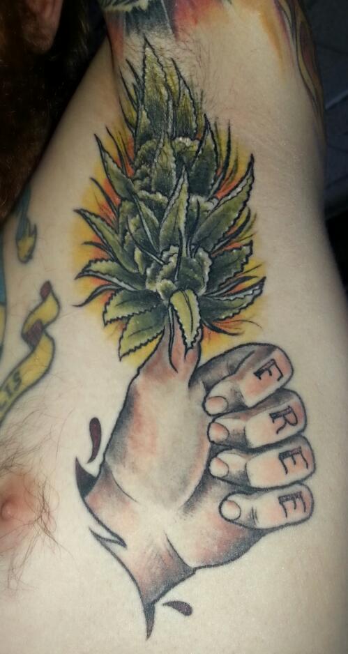 Huge thanks to Scott Forbes at Oceanic Art Custom Tattooing! <a href="/TattooSociety13/">TattooSociety13</a> #runfromthecure #oil #cannabiscommunity