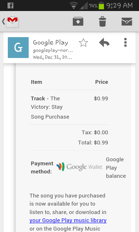 mhillerbazinga's tweet photo. #lastthingididin2014 finally purchased @TheVictoryNJ single #stay http://t.co/4FTzA7LXCC