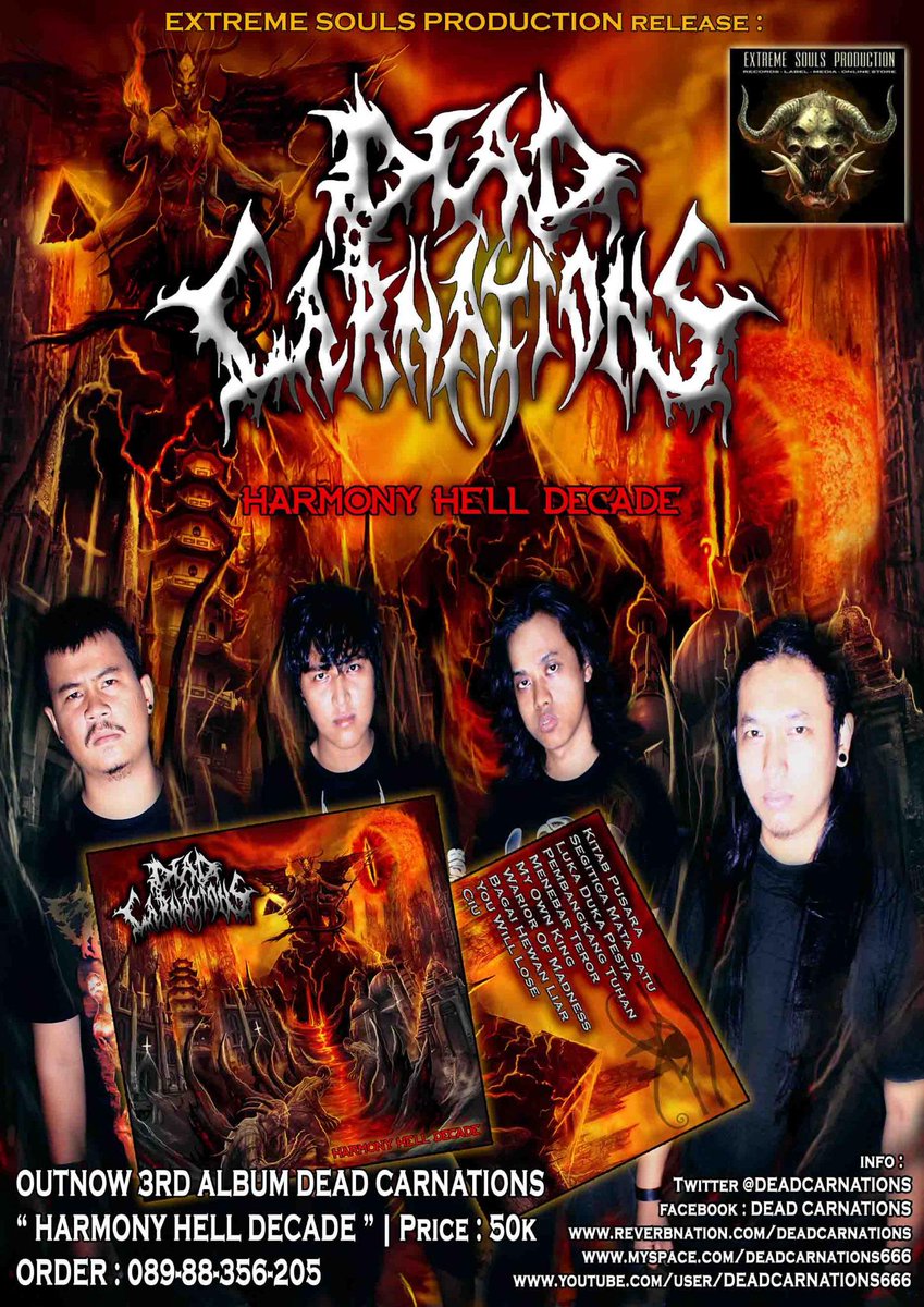 DEADCARNATIONS's tweet photo. CD Album ke3 DEAD CARNATIONS bisa kalian order di kami. Hub 08988356205 #HarmonyHellDecade - ayo pesan skrng.. http://t.co/ITvWFSYEtf