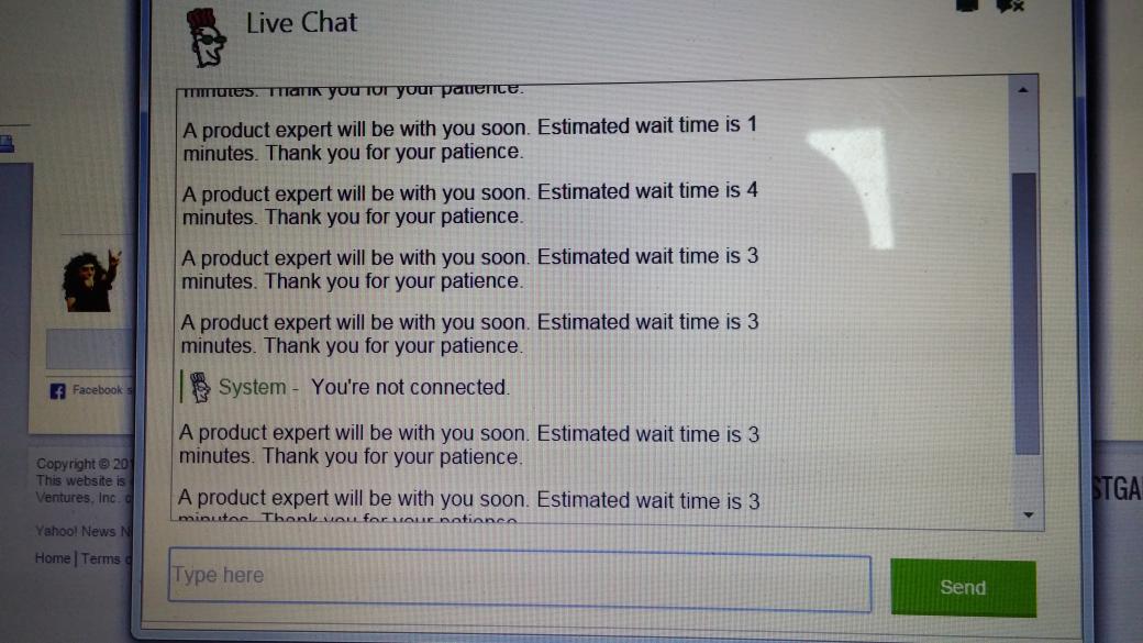 StickmnBiliards's tweet photo. @godaddy Why give the estimate? #been30minutes http://t.co/FtWVT7rt18