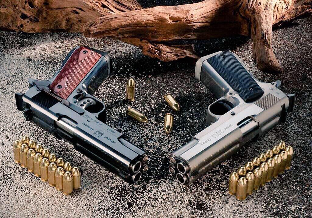 WeaponCentral's tweet photo. Dual double barrel 1911 http://t.co/8a8WBKv2dX