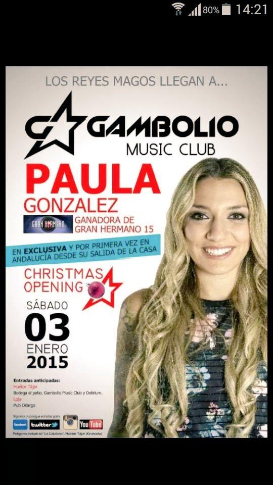 PaulaaHawaiiana's tweet photo. @paula_GH15  ESTÁ AHORA MISMO EN #SALABUDA Y LUEGO #GAMBOLIO GRANADA!! http://t.co/BhuCOXGpb5