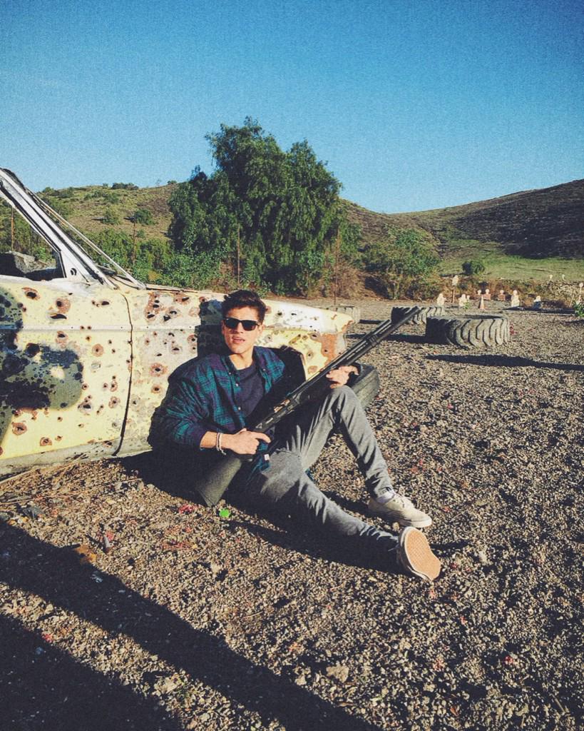 jackgilinsky's tweet photo. Tried to act hard and take a picture with a gun. Didn't work out so well. http://t.co/Qw9RVea6Pf