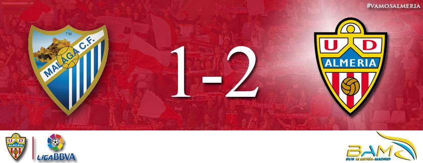 U_D_Almeria's tweet photo. Final: Málaga CF 1-2 UD Almería
Goles: Hemed (2)

Esta victoria te la trae @BusbamAutobuses http://t.co/htgLBLYOI4