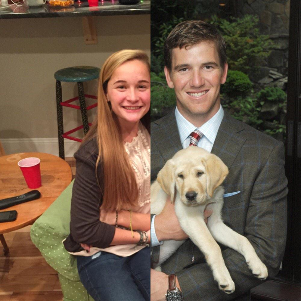Happy Birthday to my twin, Eli Manning, thanks for the puppy   
