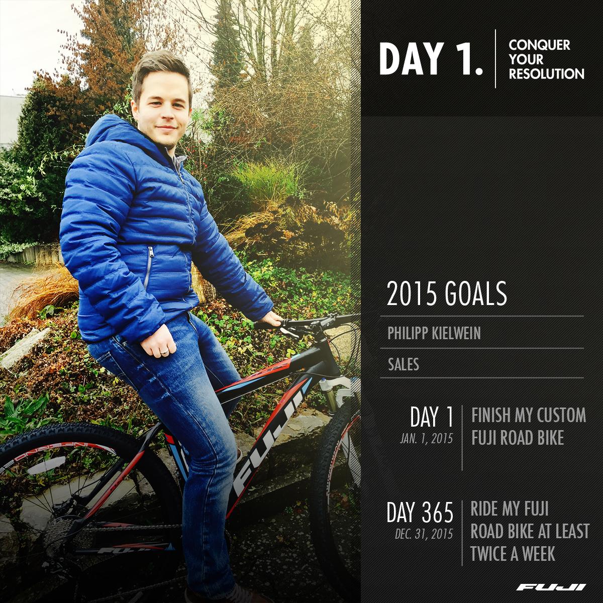 FujiBikes's tweet photo. Lets keep going! Let 2015 exceed 2014! How would you #ConquerYourResolution? #ConquerDay1 http://t.co/q2EGP5GTQ3