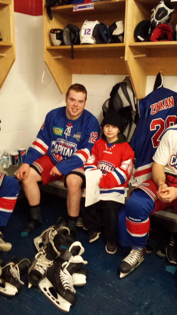 TrevorHRamsay's tweet photo. Thanks @BillyMcGuigan12! Harrison really enjoyed the @SsideCapitals game tonight! #JayBros http://t.co/5edmb5cjos