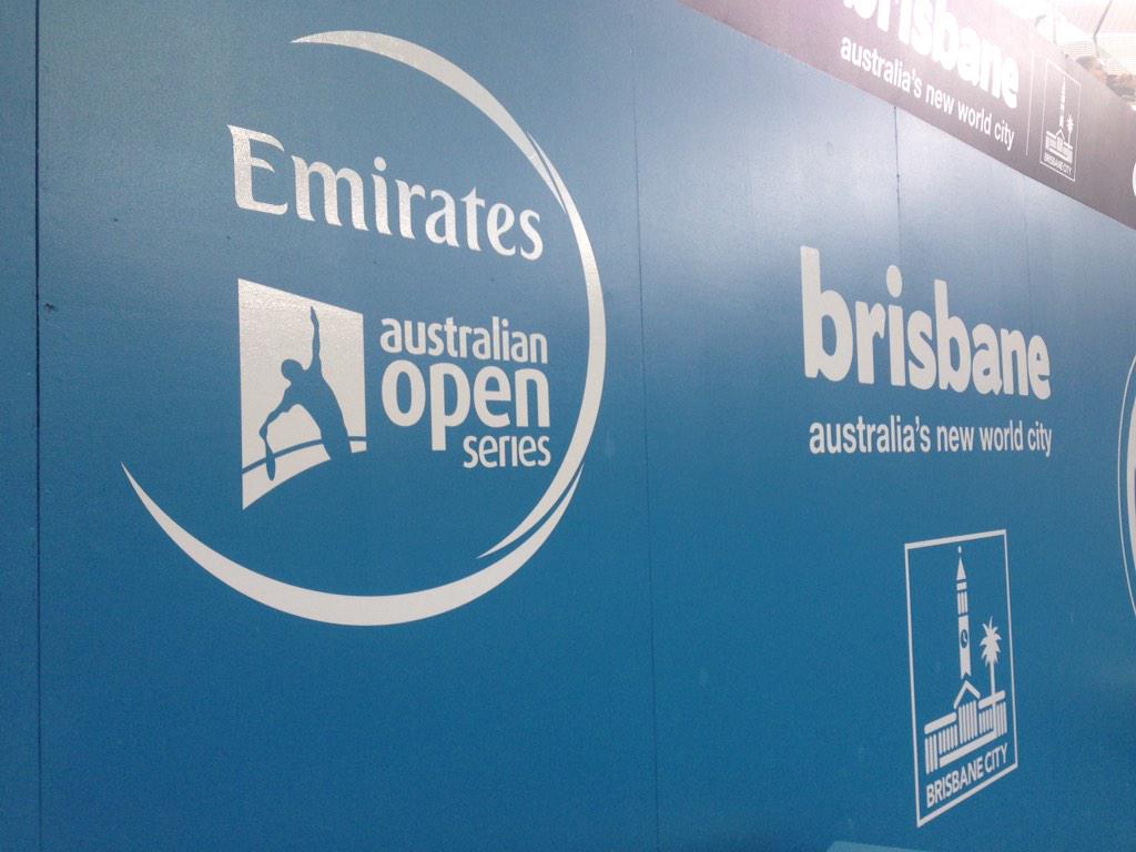 BrisbaneTennis's tweet photo. Is it a bird? A plane? No, it's Day 1 of #EmiratesAOseries action &amp; a great @emirates partnership! #BrisbaneTennis http://t.co/89lkBlA4yL