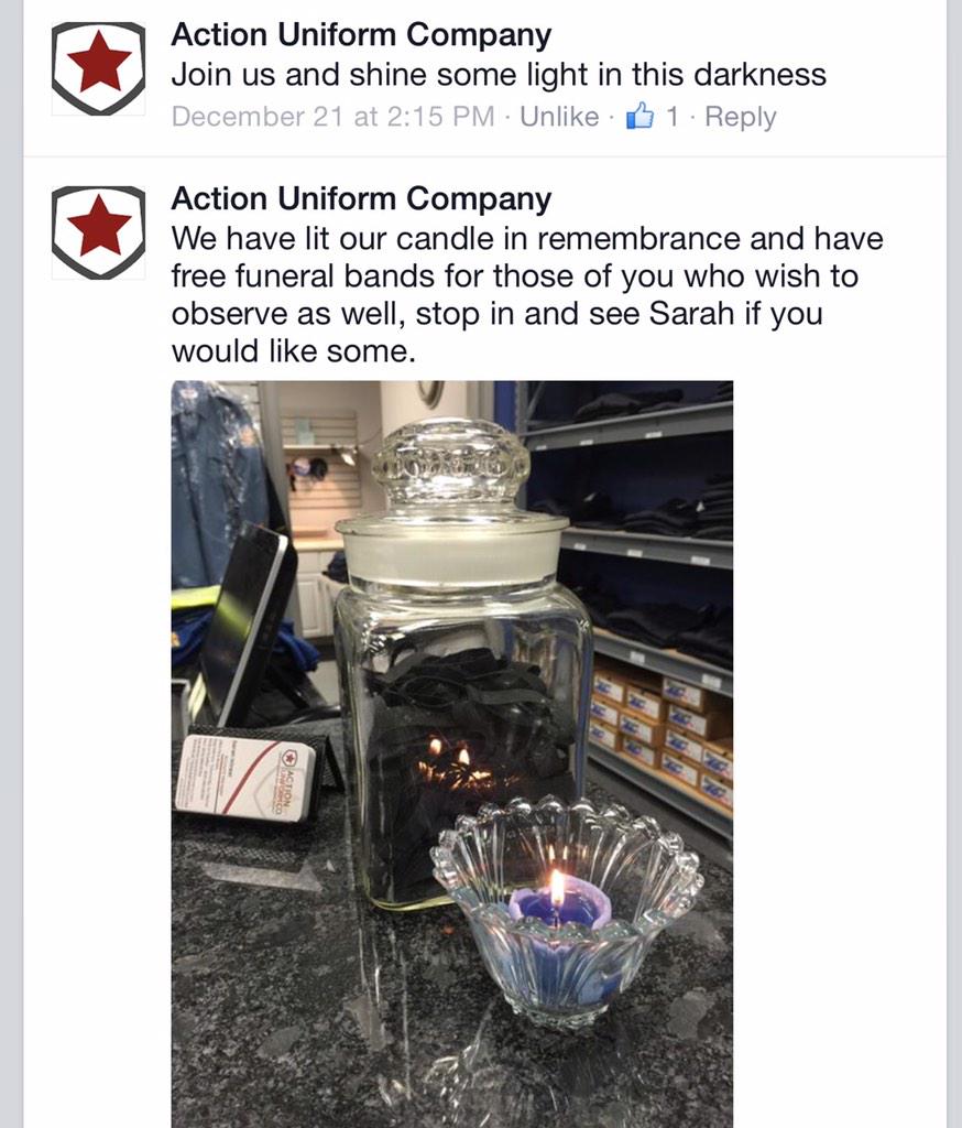 ActionUniformCo's tweet photo. Free Funeral Bands, stop in to support our fallen officers: http://t.co/bBZpPo73PH