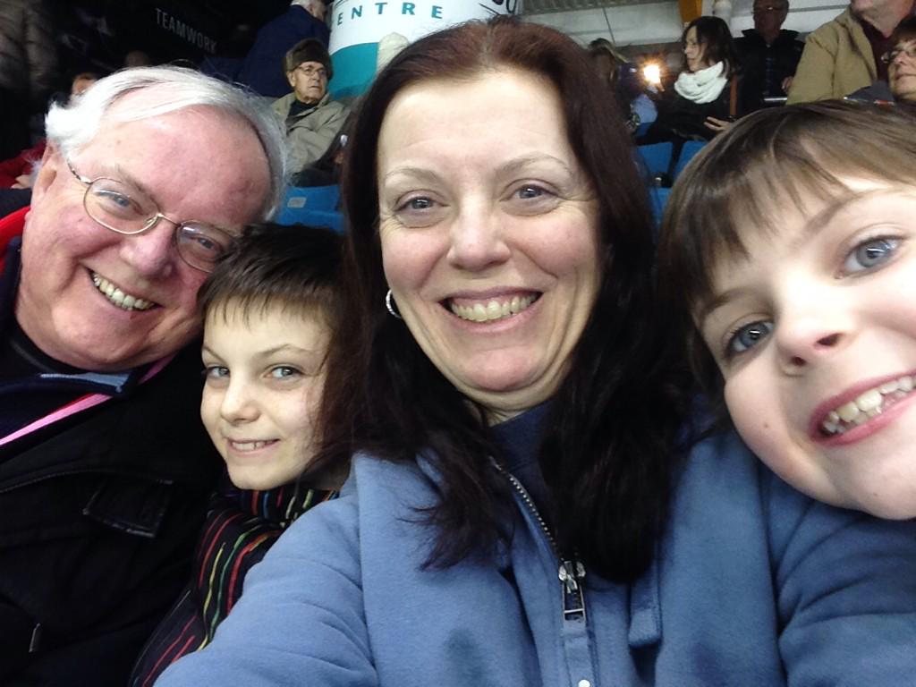 At the Blazers vs Giants game taking a #SunPeaksseatSelfie
