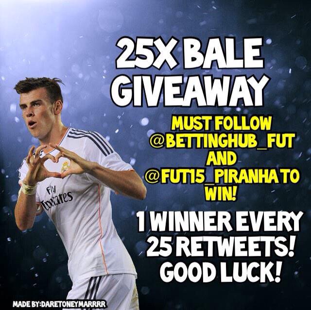 Osama_Sherif98's tweet image. 👍 25x BALE GIVEAWAY 👍
1- RETWEET
2- FOLLOW @BettingHub_FUT
3- RT 
1 WINNER EVERY 25 RETWEETS