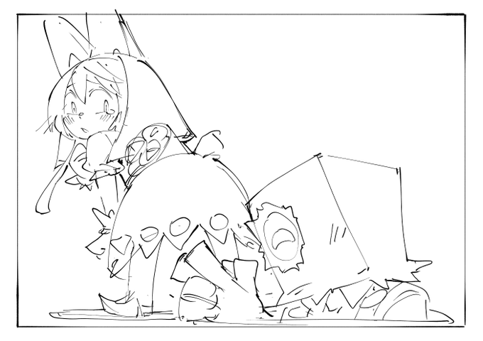 白黒でもわかるがぞうさんとナゲさん 