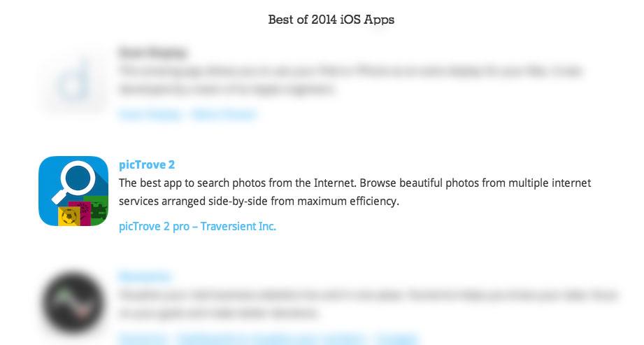 traversient's tweet image. #picTrove 2 pro is #featured in the #best of #2014 #iOS #Apps by @macsrcs. Feeling #happy. #AppStore #Apple #photos