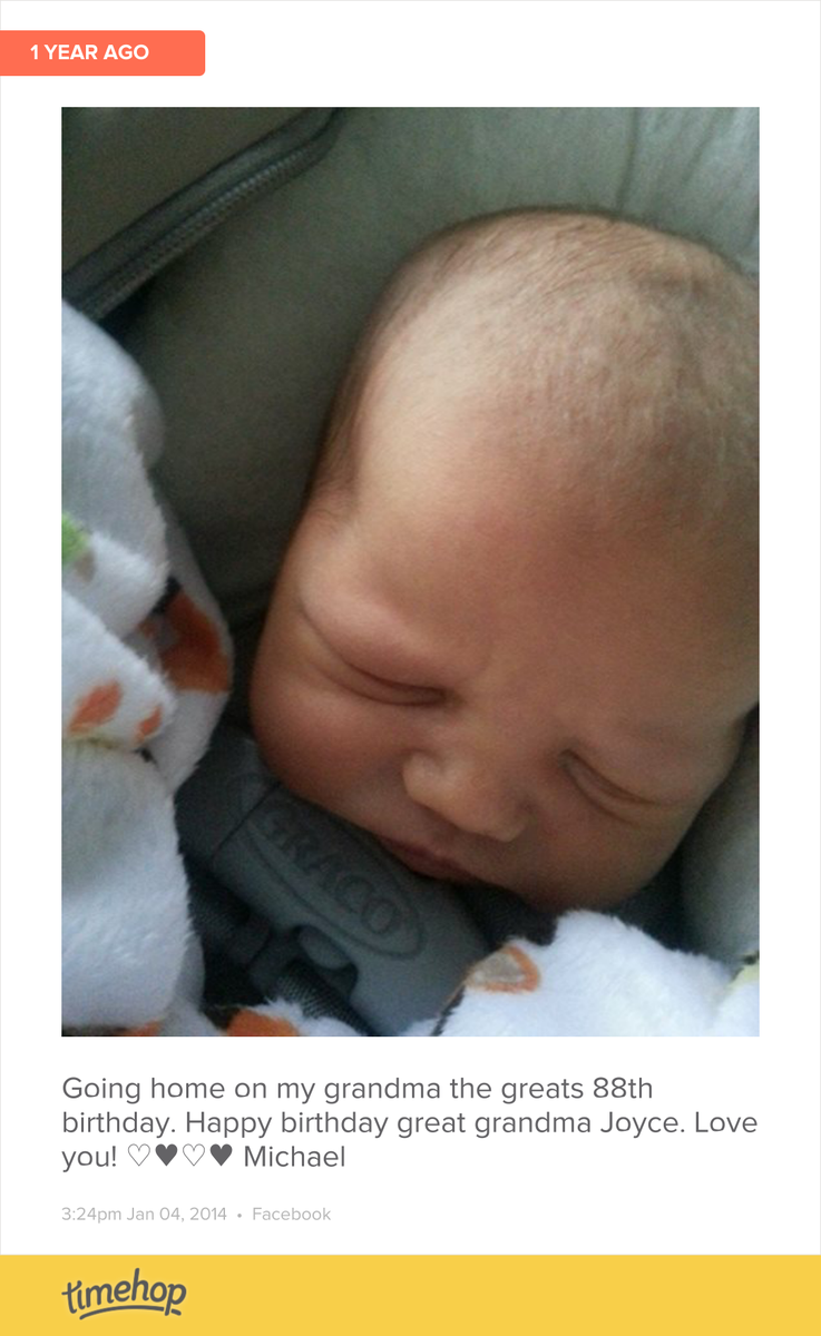 KTimmrn's tweet photo. Brought this sweet boy home 1 year ago today on his great grandma Joyce's birthday. Happy 89th birthday to grandm... http://t.co/1BBbMfx76y