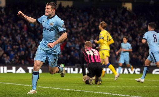 \" MATCH SHOT: Birthday boy James Milner celebrates his goal.   Happy birthday lad!