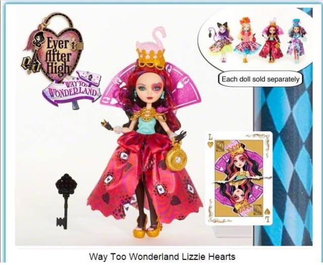 Ever After High Way Too Wonderland Lizzie Hearts Doll 