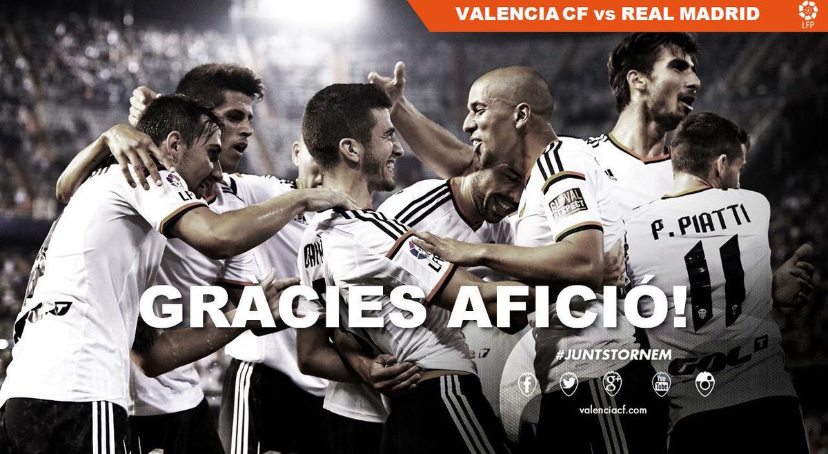 valenciacf's tweet photo. Sin vosotros NADA es posible. Y mucho menos una victoria como la de hoy. Gràcies afició http://t.co/DggZHSqaoM