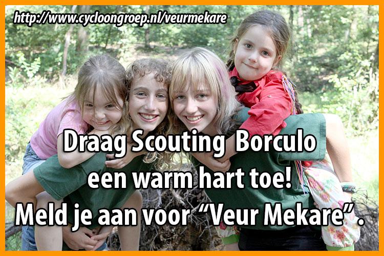 Draag Scouting Borculo een warm hart toe, meld u aan voor "Veur Mekare". cycloongroep.nl/veurmekare