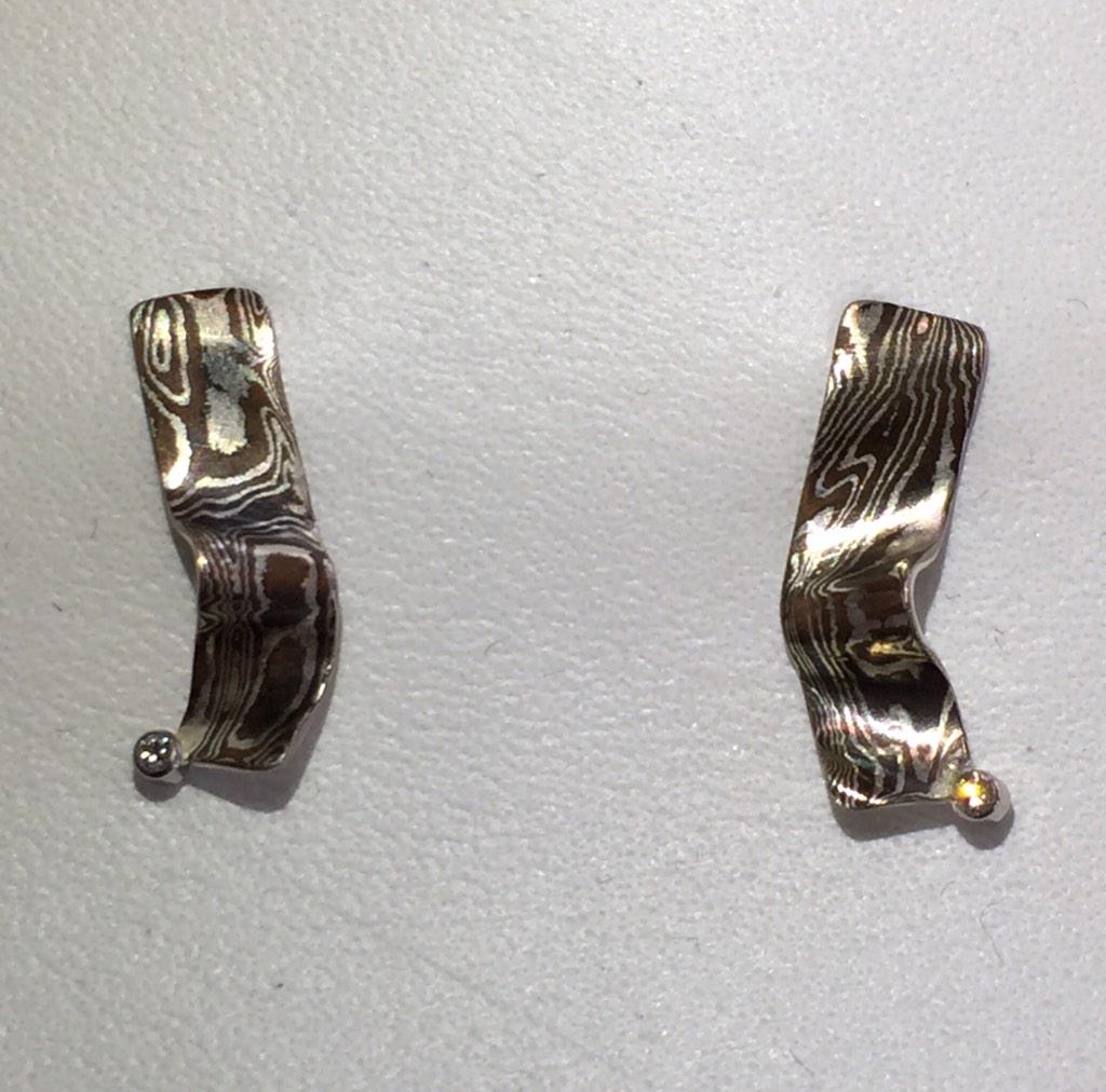 mcveighdesign's tweet photo. Mokume gane 18k white gold earrings .02ctw diamonds, 14k ear posts &amp; ear nuts $435 http://t.co/u6MLrkgVUi