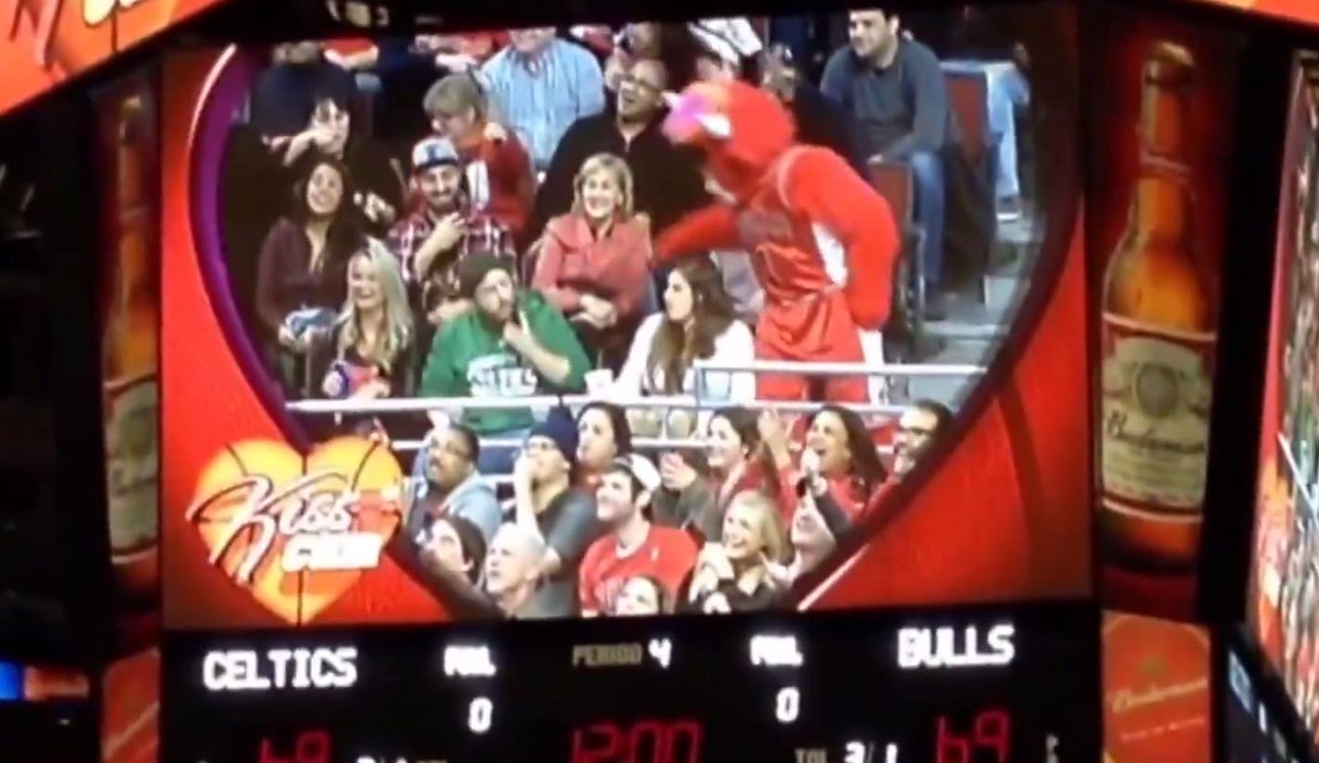 BleacherReport's tweet image. VIDEO: Benny the Bull swoops in to steal a Celtics fan’s girlfriend #MrStealYourGirl ble.ac/14aGYNx