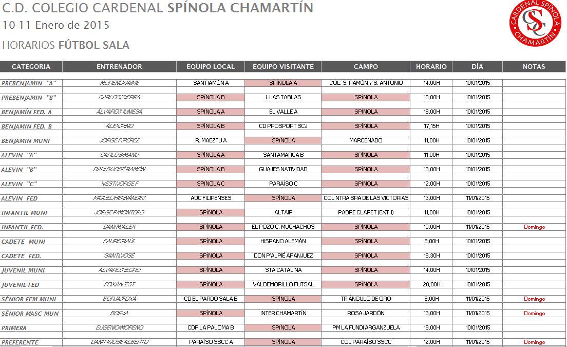MiguelM_CDS's tweet photo. @CD_Spinola Fútbol Sala. Horarios de la próxima semana. Vuelta a las competiciones http://t.co/BBaWe2LA8Z