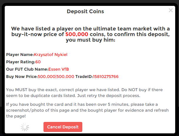 vinnie641's tweet photo. @fifacentralsite i deposited 500k about 10 minutes ago still no sign of it working, any ideas? http://t.co/NJDBhH6VTS