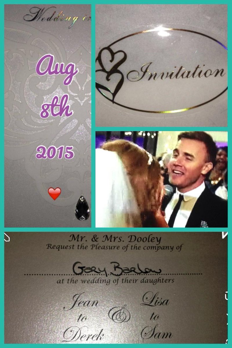 derekenglish2's tweet photo. now @GaryBarlow .  here is your invitation. see you at the wedding of the year #doublewedding #patience #makeithappen http://t.co/29YIHAt1SI