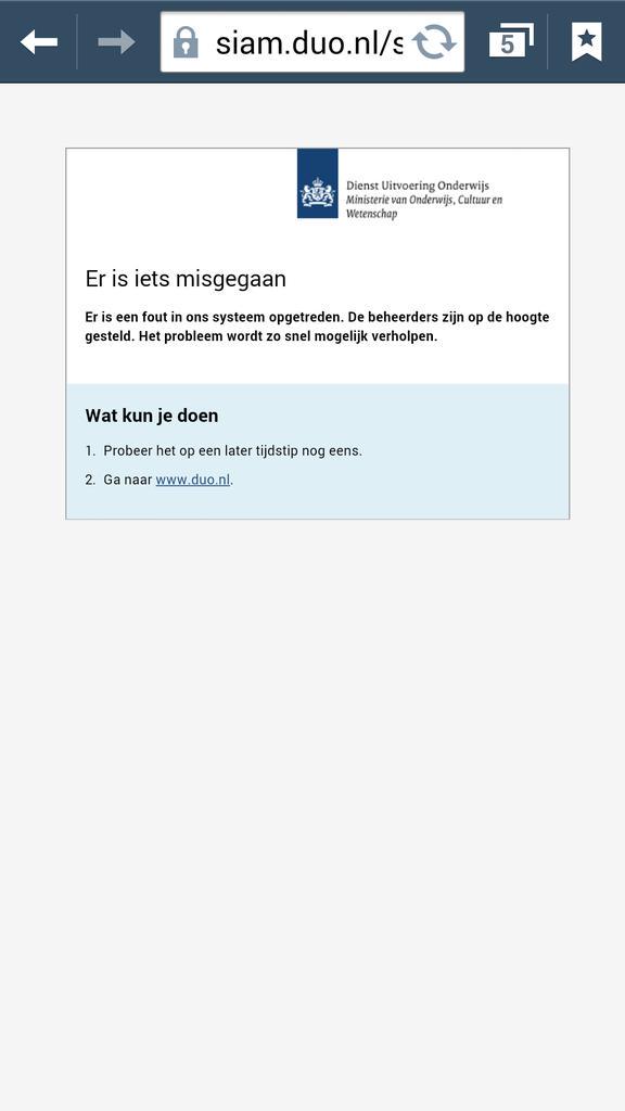 Ik kan steeds niet inloggen, waar ligt dat aan? <a href="/Duostudent/">DUO</a>