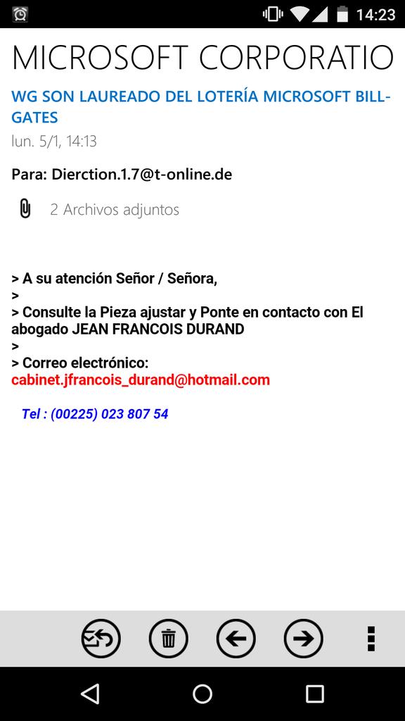 juanrab2012's tweet image. Que absurdo y burdo. Pero quién coño se cree que te ha tocado la lotería de Bill Gates y Microsoft? 😁😁 #DeleteMail