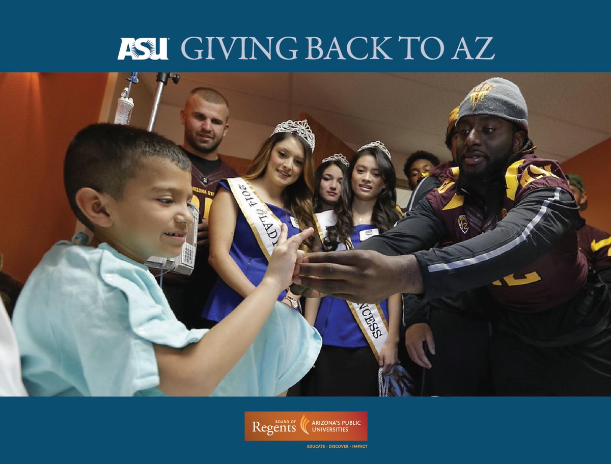 AZRegents's tweet photo. .@FootballASU took the #GivingBackToAZ spirit on the road, bringing gifts & cheer to Providence Children's Hospital. http://t.co/qjAPtqoMCc