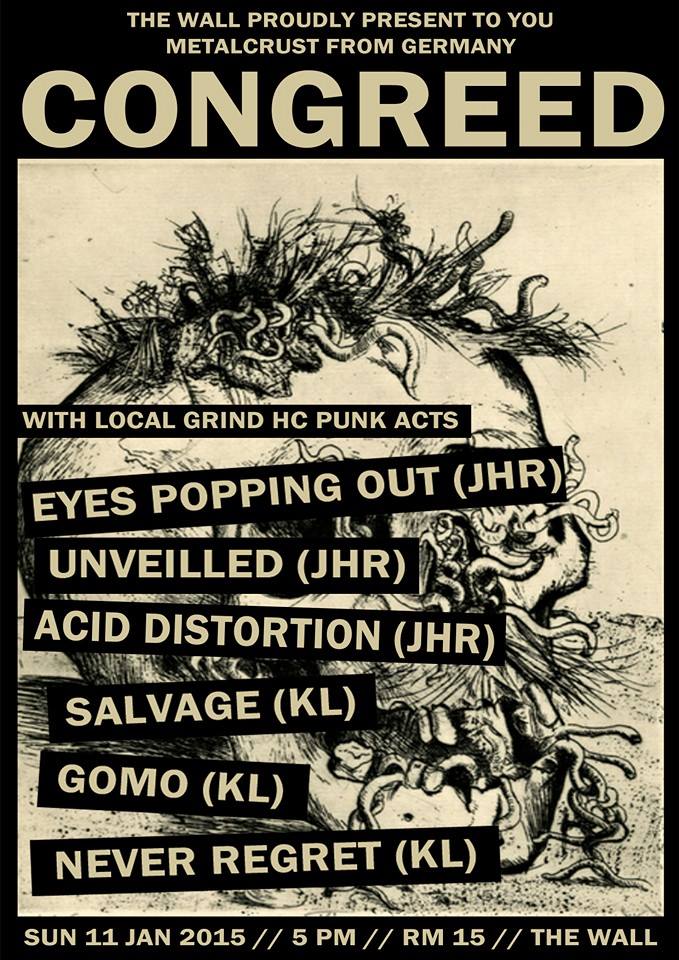This week 11/1 #thewall #batupahat will be playing alongside CONGREED frm germany.. :)