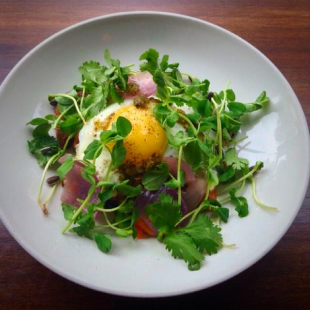 Craving lamb sausage perlou with egg, shrimp &amp; smoked tomato cream for #breakfast <a href="/lulacafe/">Lula Cafe</a> mrsl.co/1vBcbUa