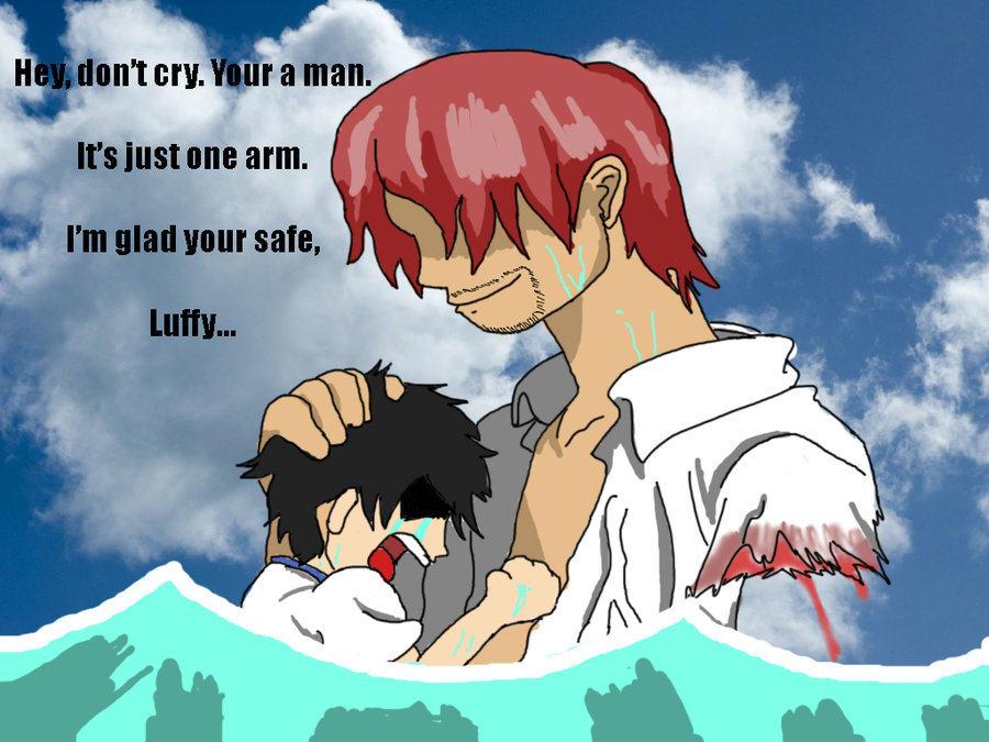 onepiece_spot's tweet photo. Hey,jangan menangis,Kamu seorang pria.ini hanya satu lengan,aku senang kamu aman luffy! http://t.co/X9ljTdRWn1