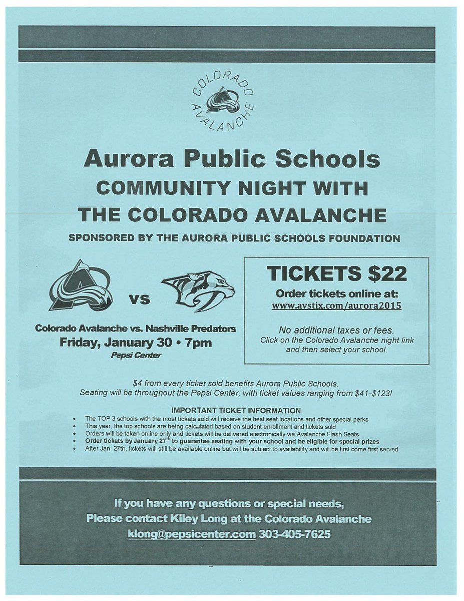 The APS Foundation (@aps_foundation) on Twitter photo Know what's a great way to kick-off 2015? Join us for APS community night at the <a href="/Avalanche/">Colorado Avalanche</a>! Know what's a great way to kick-off 2015? Join us for APS community night at the <a href="/Avalanche/">Colorado Avalanche</a>!