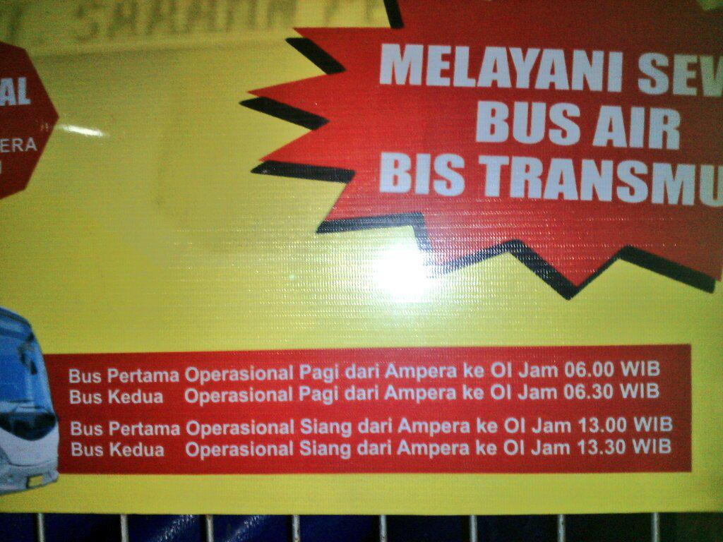 Berikut jadwal keberangkatan transmusi koridor Palembang (bawah ampera)-Indralaya (tj senai) #11thOI