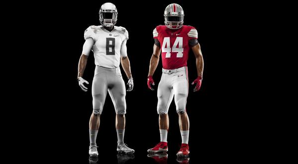 Oregon and Ohio State reveal uniforms they will wear in National Championship game next week.